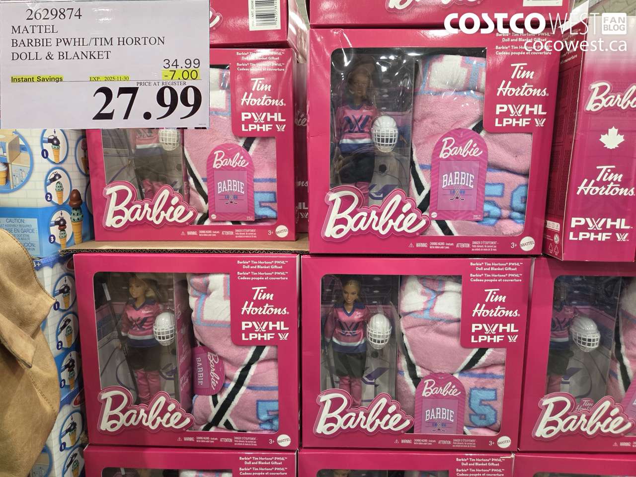 2629874 MATTEL BARBIE PWHL/TIM HORTON DOLL & BLANKET ($7.00 INSTANT SAVINGS EXPIRES ON 2025-11-30) $27.99