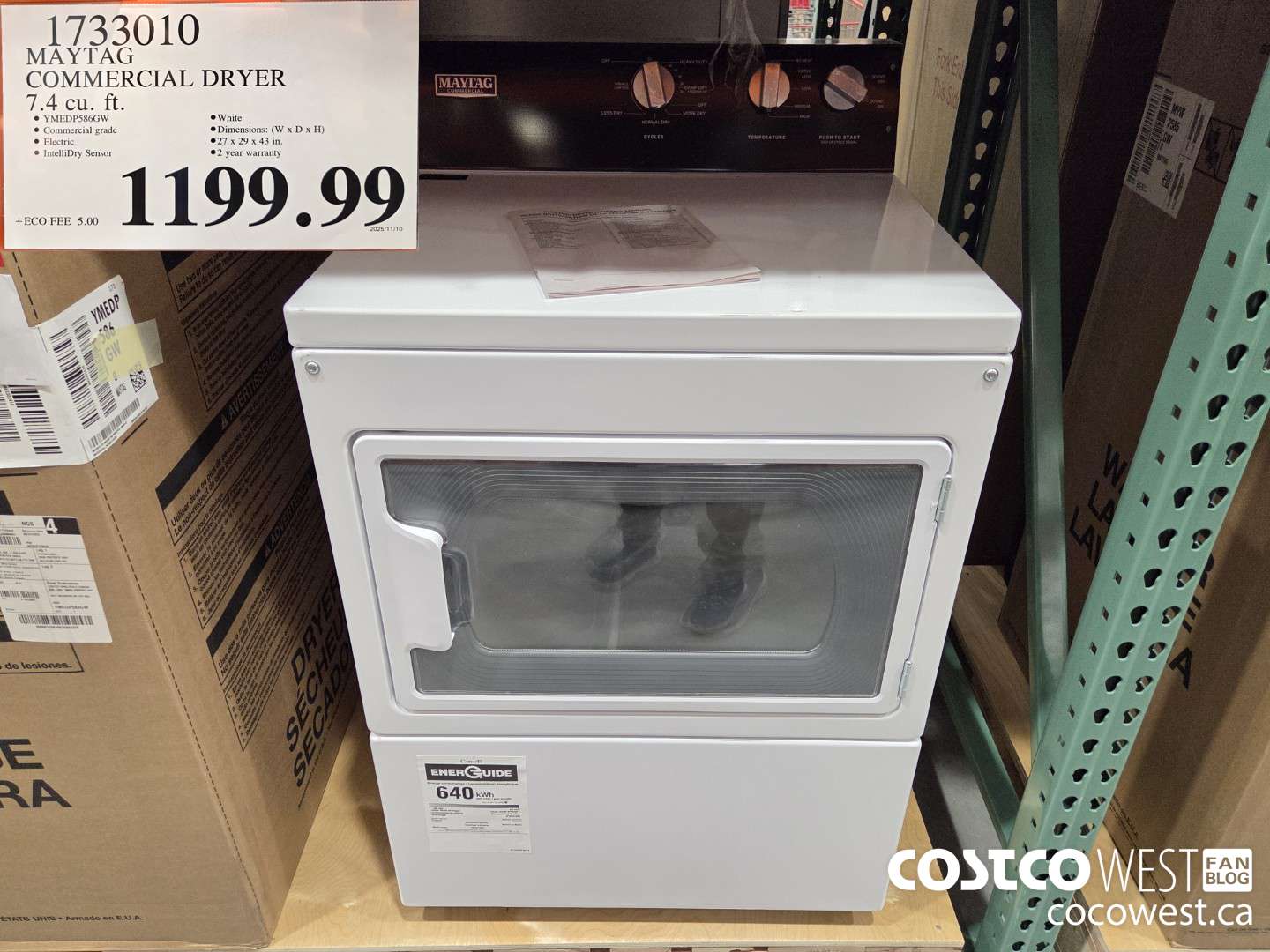 1733010 MAYTAG COMMERCIAL DRYER 7.4 cu. ft. $1199.99