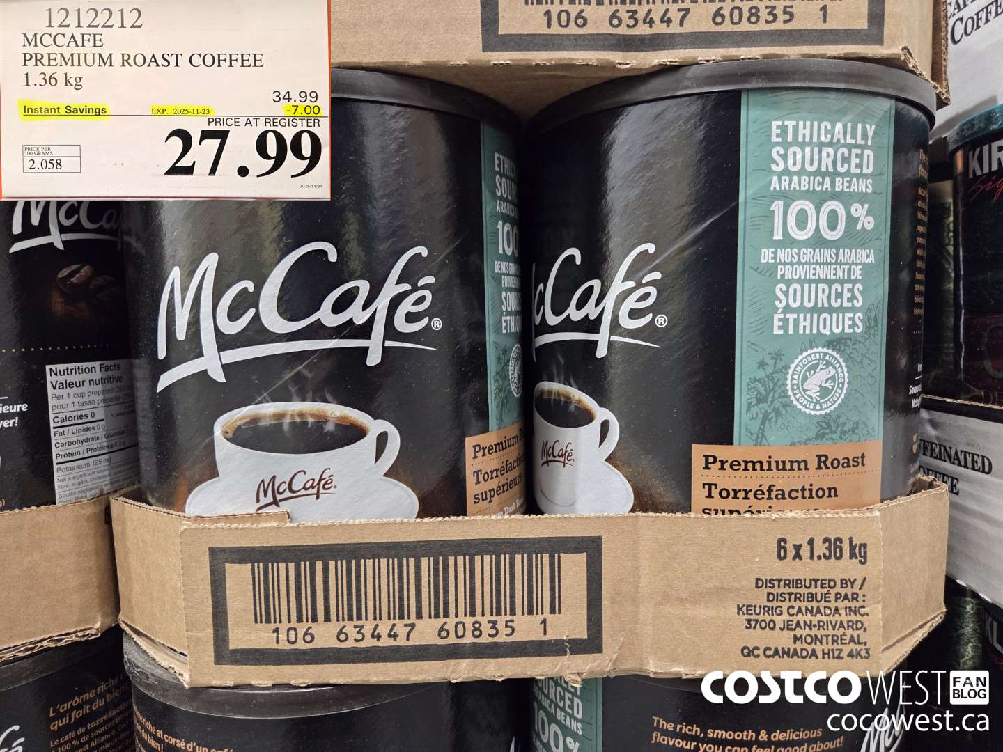 1212212 MCCAEFE PREMIUM ROAST COFFEE 1.36 kg ($7.00 INSTANT SAVINGS EXPIRES ON 2025-11-23) $27.99