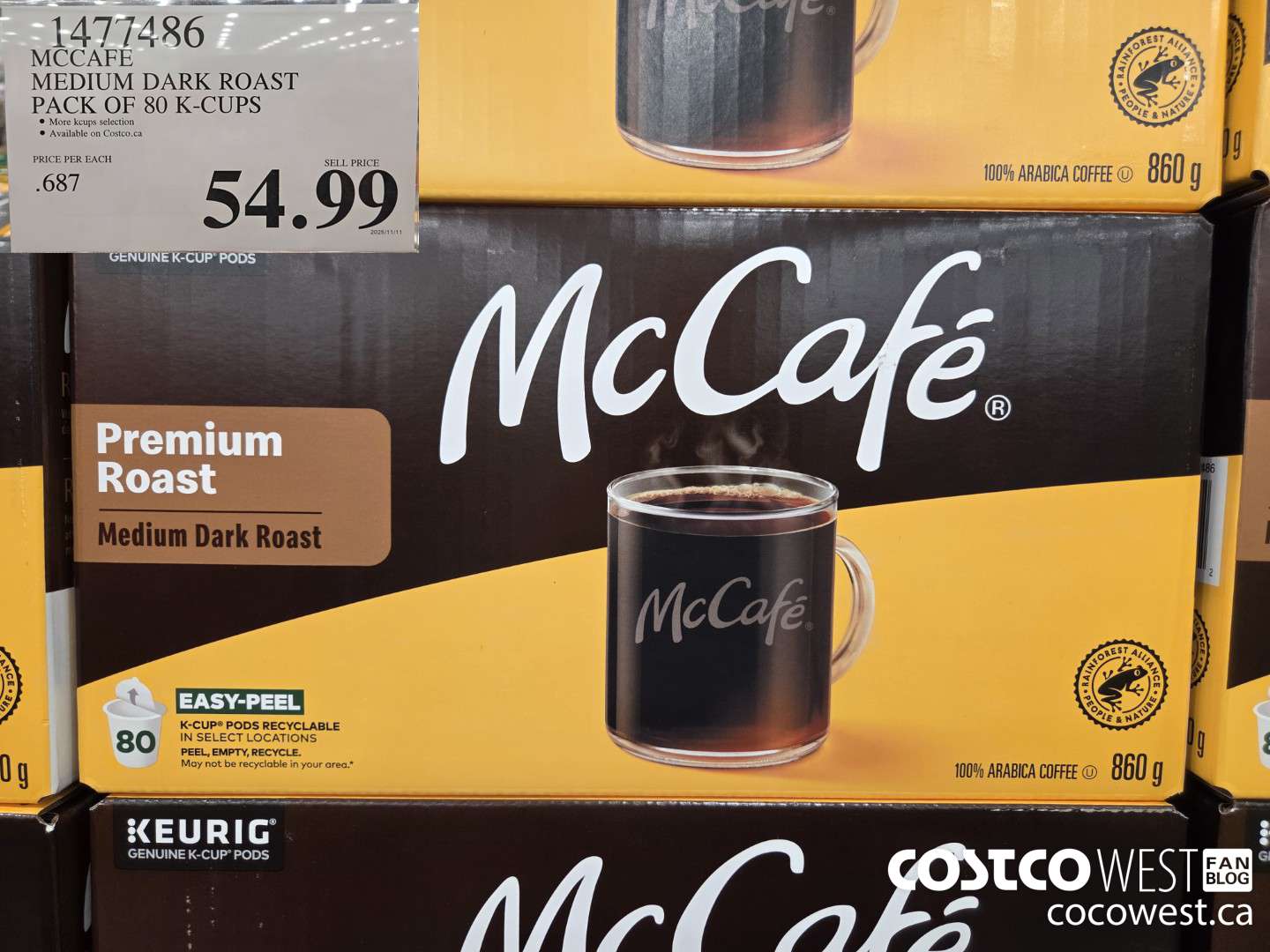 1477486 MCCAFE MEDIUM ROAST K-CUPS 80 COUNT $54.99