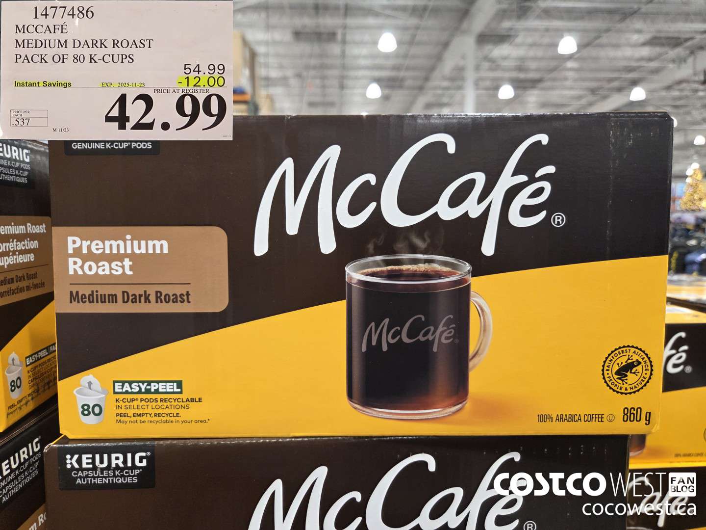 1477486 MCCAFE MEDIUM ROAST K-CUPS 80 COUNT ($12.00 INSTANT SAVINGS EXPIRES ON 2025-11-23) $42.99