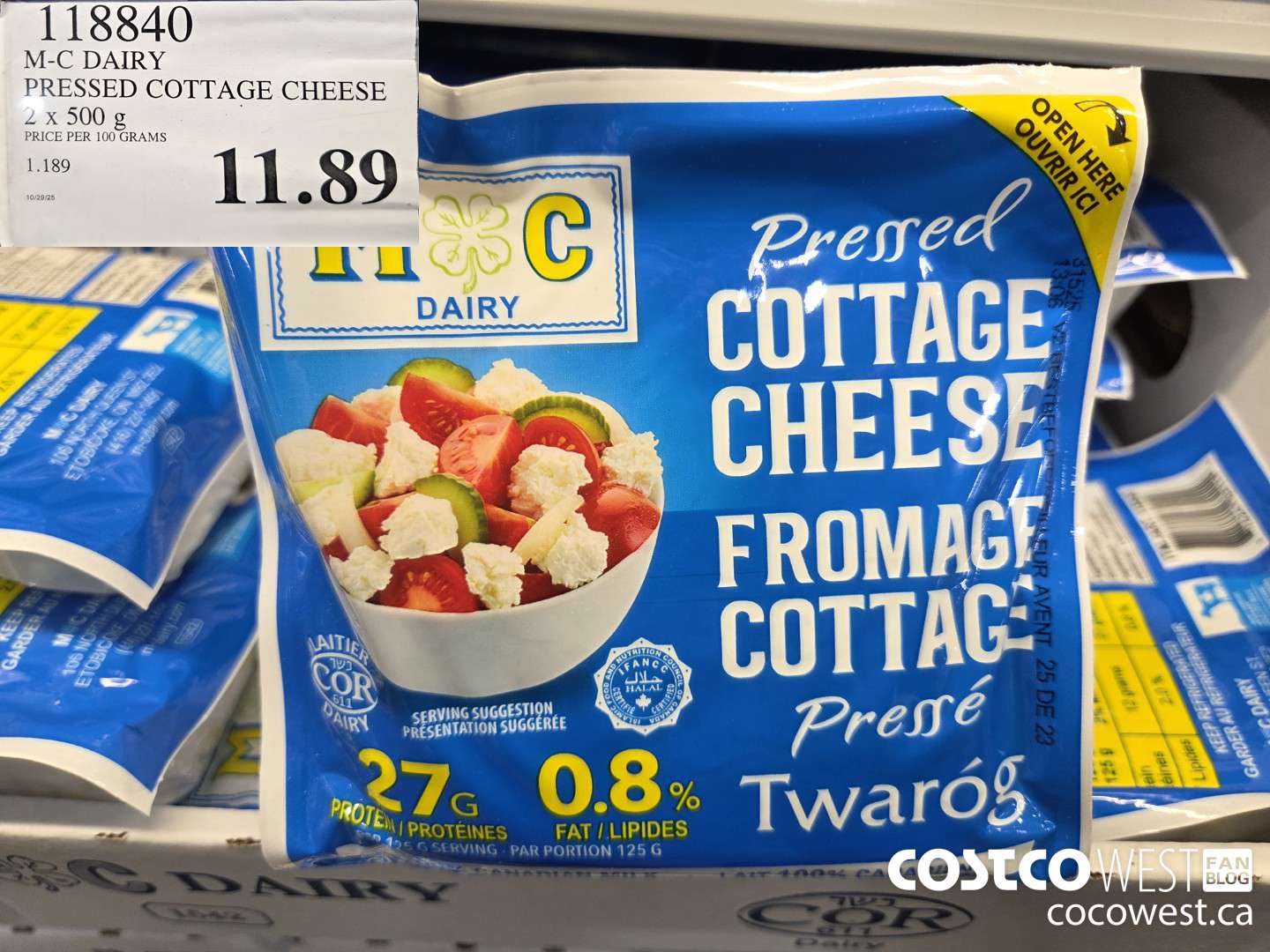 118840 M-C DAIRY PRESSED COTTAGE CHEESE 2 x 500 g $11.89