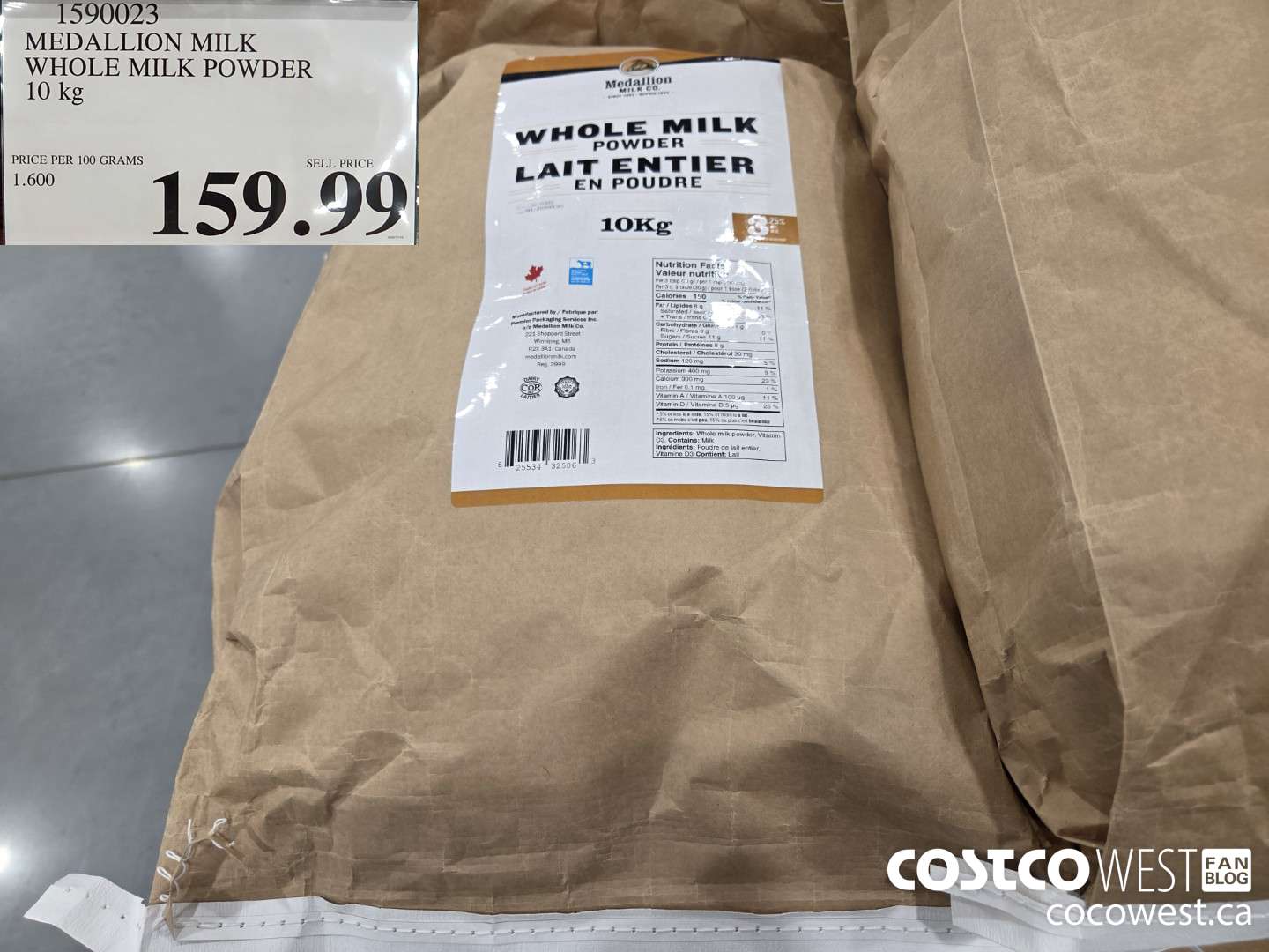 1590023 MEDALLION MILK WHOLE MILK POWDER 10 kg $159.99