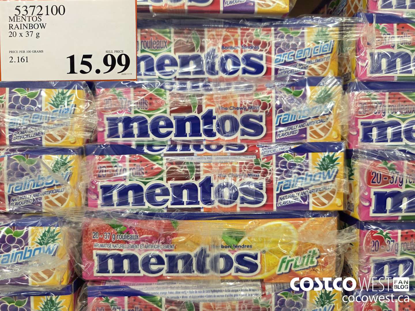 5372100 MENTOS RAINBOW 20 x 37 g $15.99
