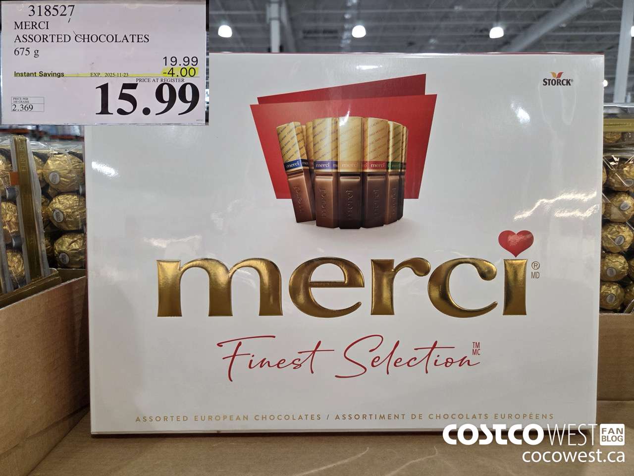 318527 MERCI ASSORTED CHOCOLATES 675 g ($4.00 INSTANT SAVINGS EXPIRES ON 2025-11-23) $15.99