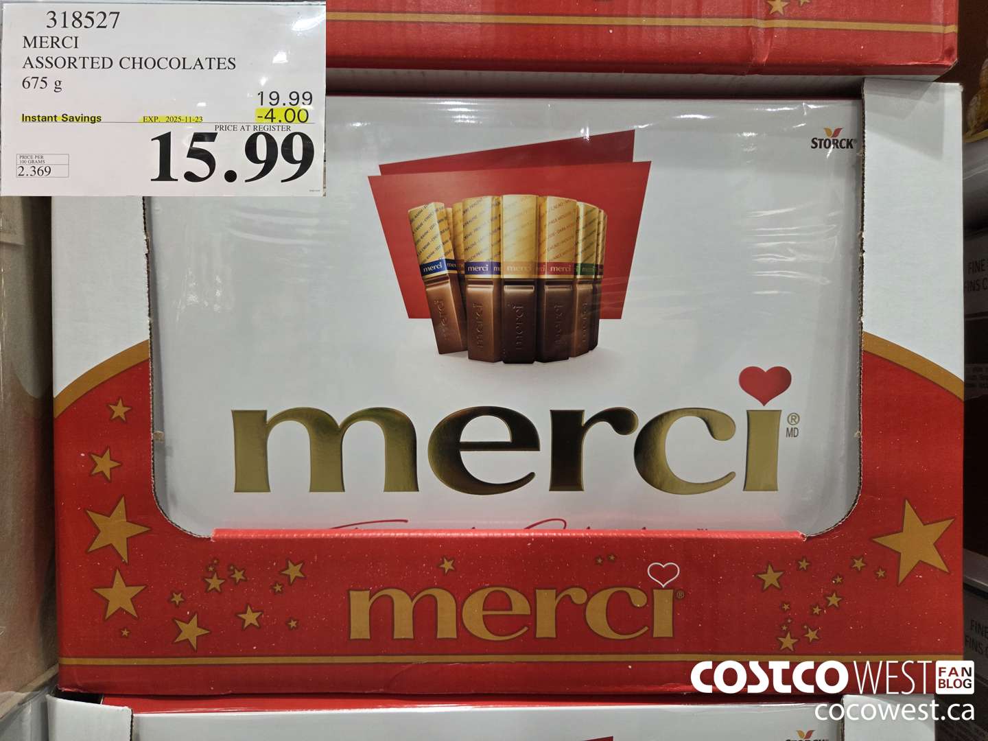 318527 MERCI ASSORTED CHOCOLATES 675 g ($4.00 INSTANT SAVINGS EXPIRES ON 2025-11-23) $15.99