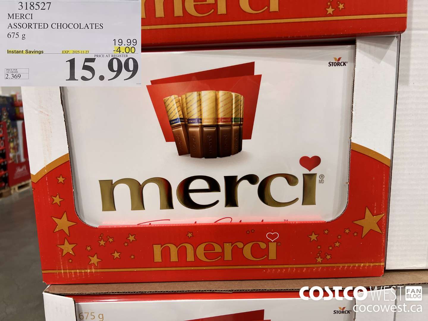 318527 MERCI ASSORTED CHOCOLATES 675 g ($4.00 INSTANT SAVINGS EXPIRES ON 2025-11-23) $15.99