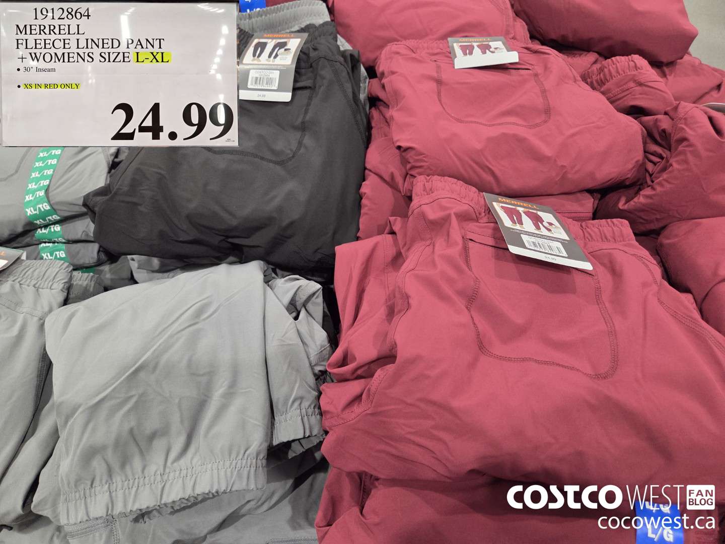 1912864 MERRELL FLEECE LINED PANT WOMENS SIZE L-XL $24.99