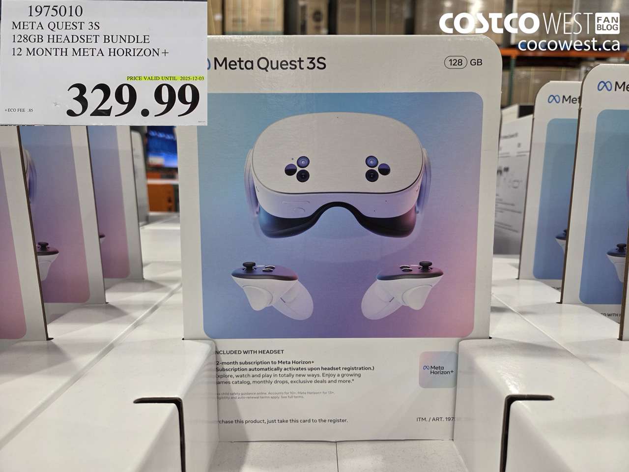 1975010 META QUEST 3S 128GB HEADSET BUNDLE 12 MONTH META HORIZON (EXPIRES ON 2025-12-03) $329.99