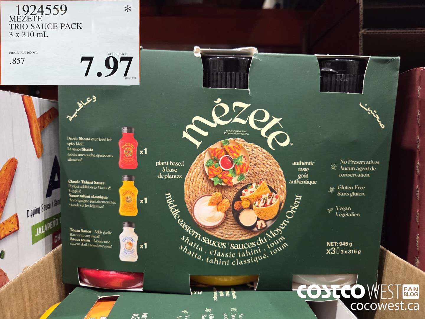 1924559 MEZETE TRIO SAUCE PACK 3 X 310ML $7.97