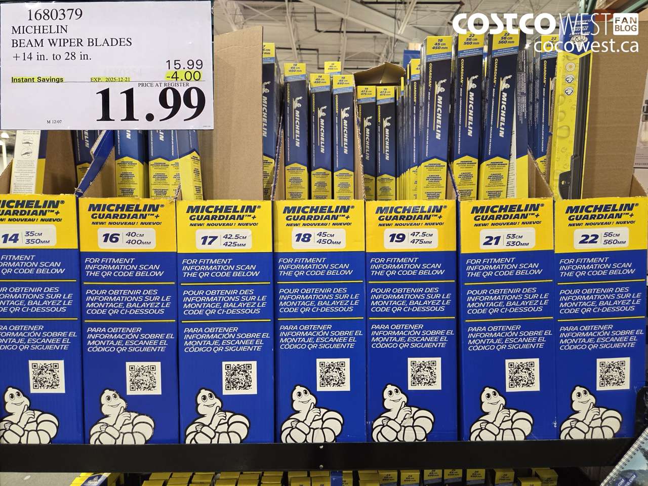 1680379 MICHELIN BEAM WIPER BLADES BLADE LENGTH 24 IN ($4.00 INSTANT SAVINGS EXPIRES ON 2025-12-21) $11.99