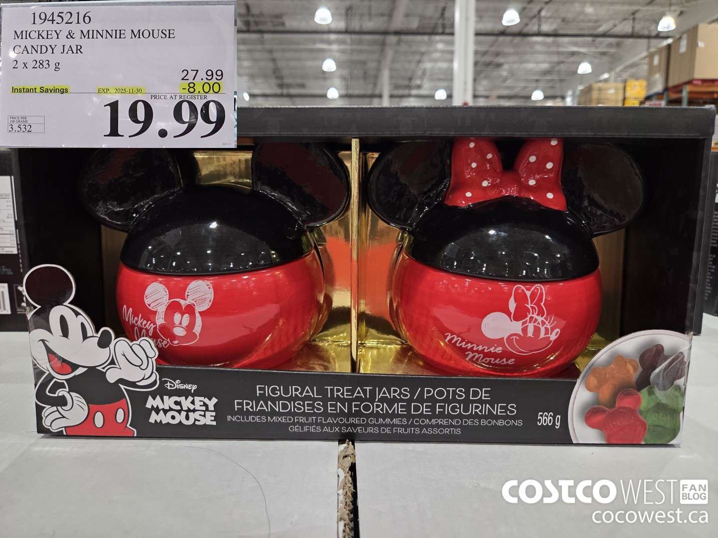 1945216 MICKEY & MINNIE MOUSE CANDY JAR 2 X 283G ($8.00 INSTANT SAVINGS EXPIRES ON 2025-11-30) $19.99