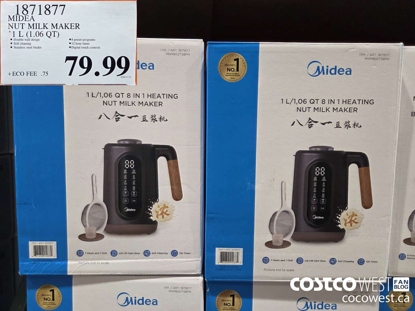 1871877 MIDEA NUT MILK MAKER 1 L (1.06 QT) $79.99