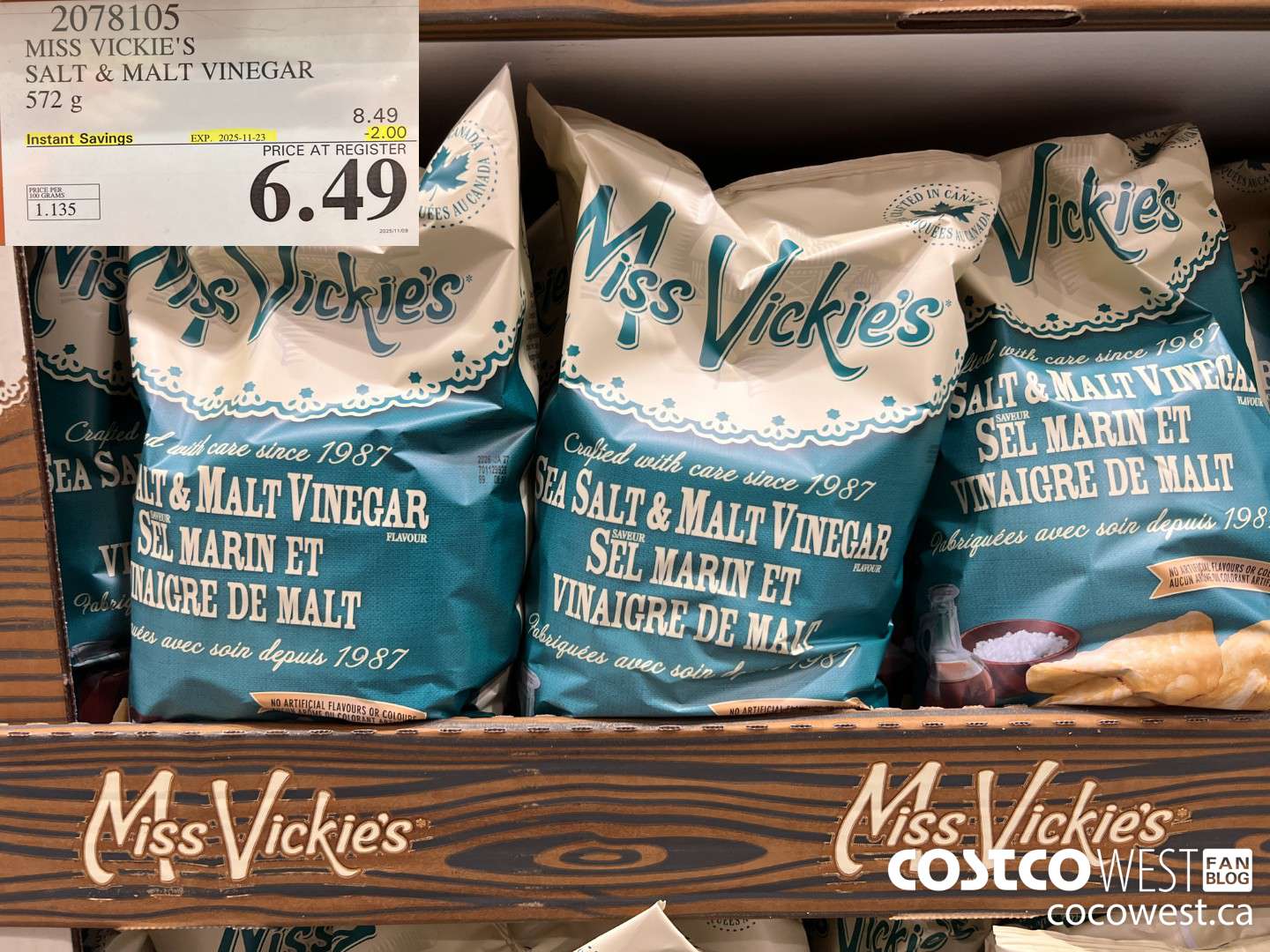 2078105 MISS VICKIE'S SALT & MALT VINEGAR 572G ($2.00 INSTANT SAVINGS EXPIRES ON 2025-11-23) $6.49