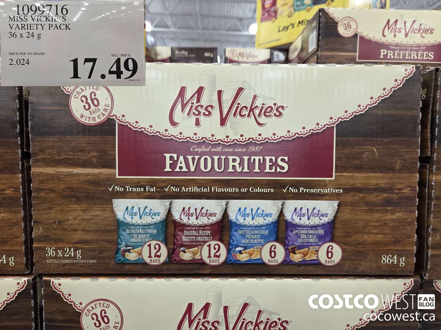 1099716 MISS VICKIE'S VARIETY PACK 36 x 24 g $17.49