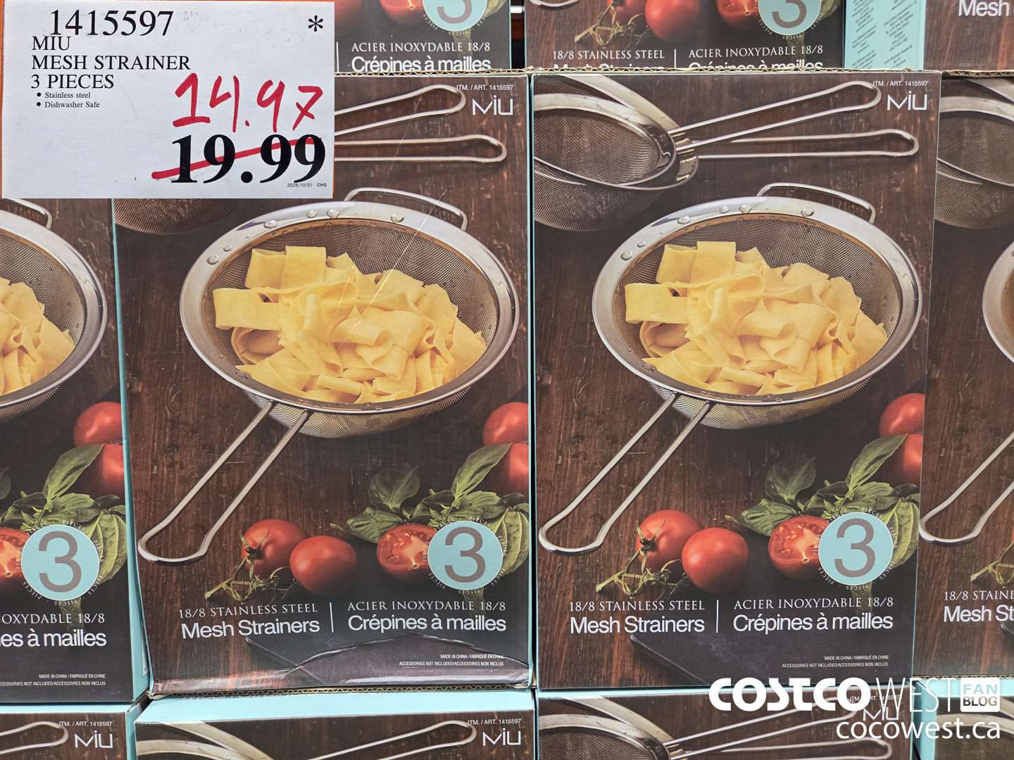 1415597 MIU MESH STRAINER 3 PIECES $14.97