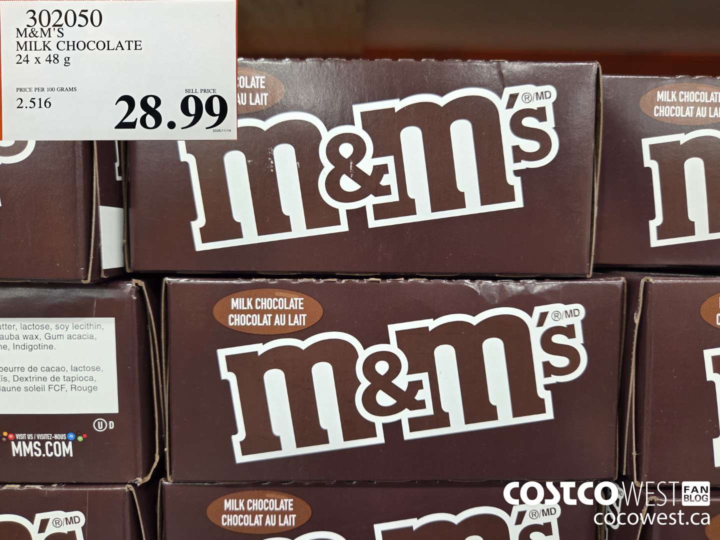 302050 M&M'S MILK CHOCOLATE 24 x 48 g $28.99