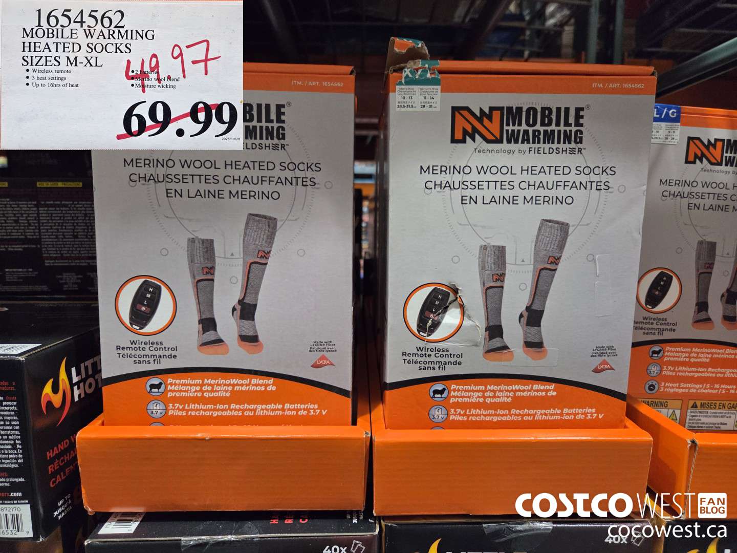 1654562 MOBILE WARMING HEATED SOCKS SIZES M-XL $49.97