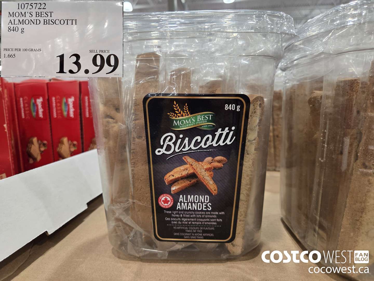 1075722 MOM'S BEST ALMOND BISCOTTI 840 g $13.99
