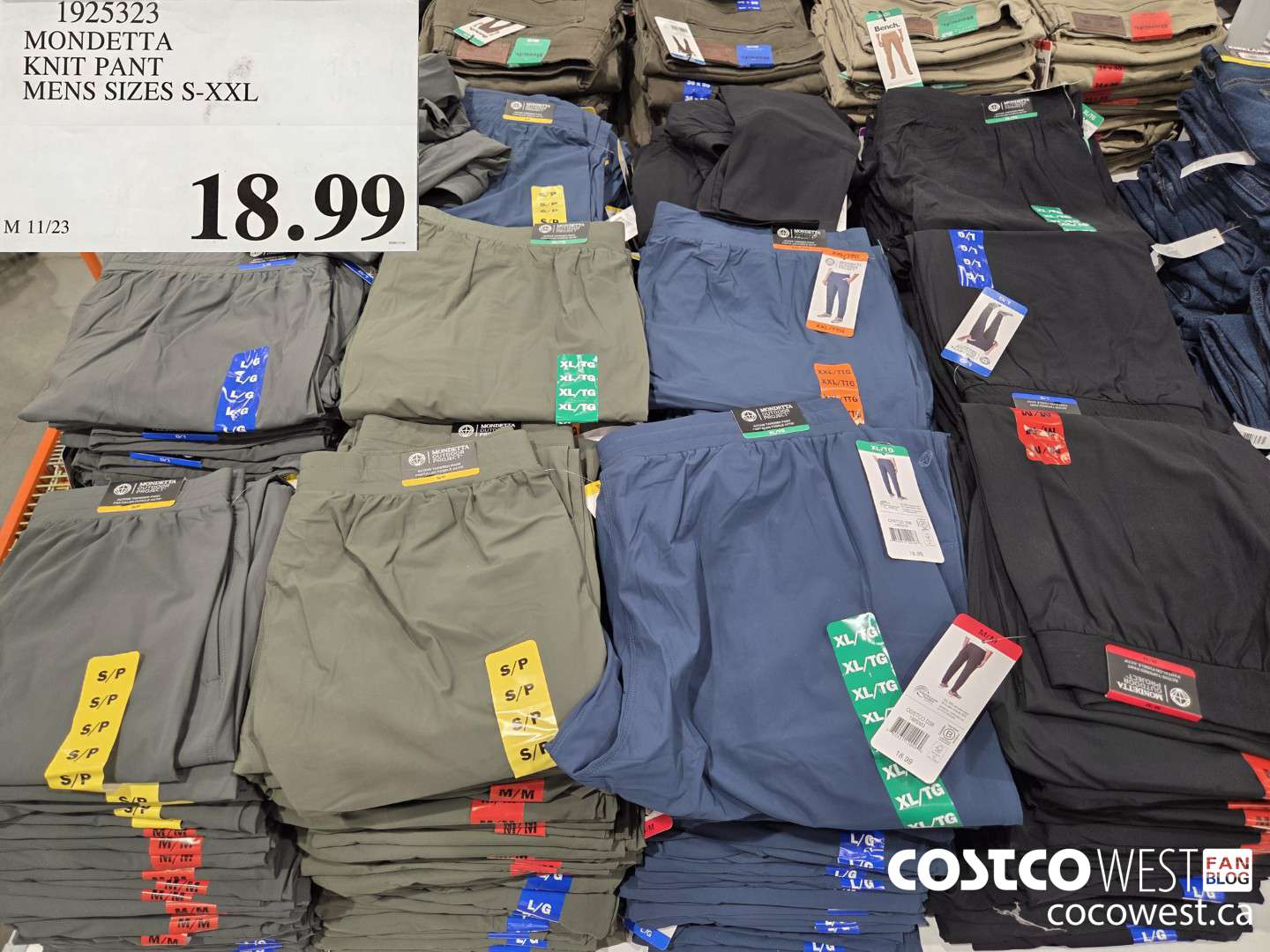 1925323 MONDETTA KNIT PANT MENS SIZES S- XXL $18.99