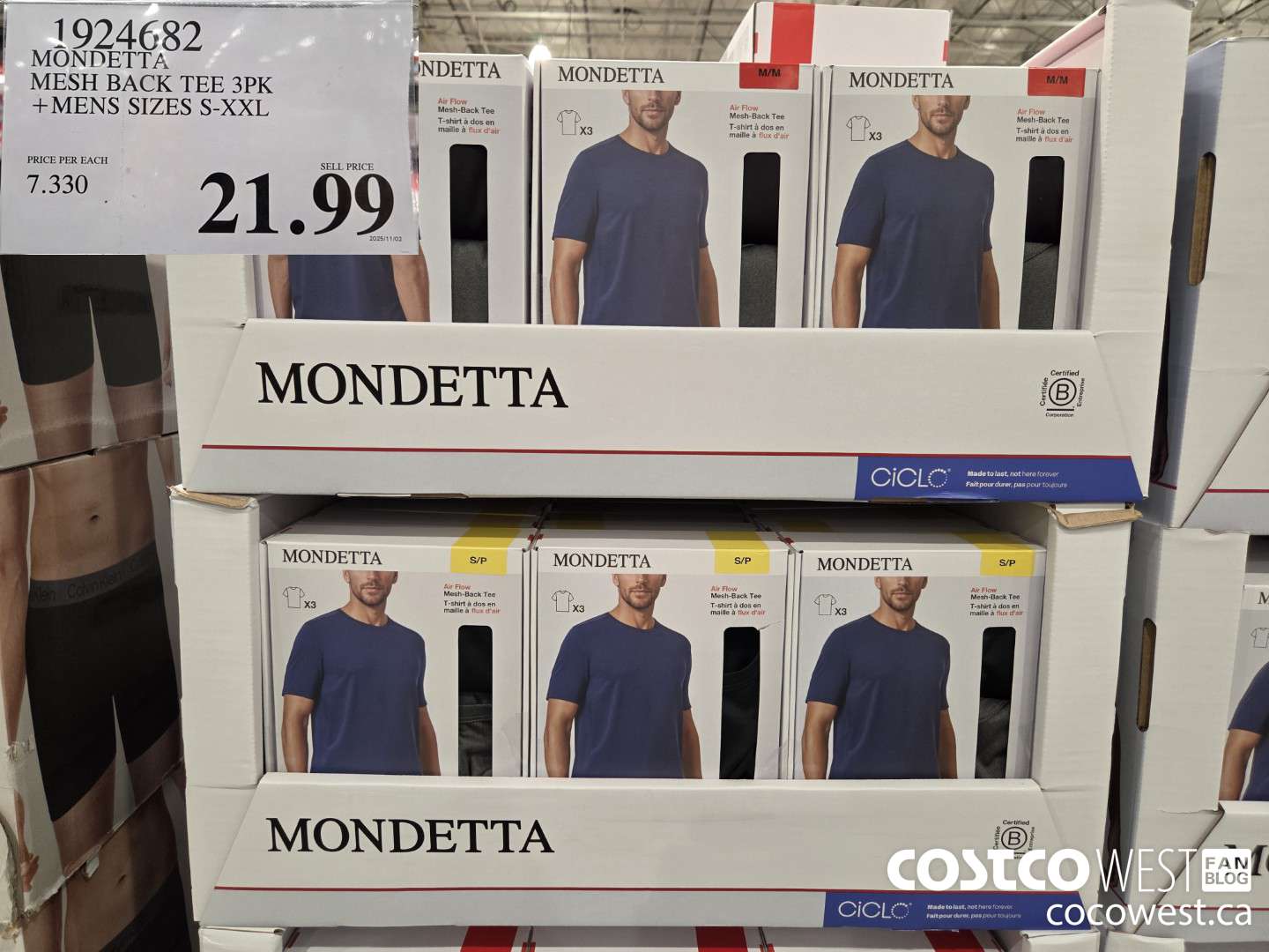 1924682 MONDETTA MESH BACK TEE 3PK MENS SIZES S-XXL $21.99