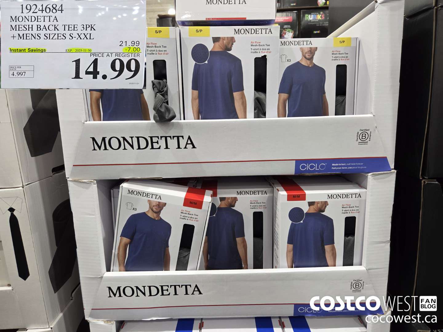 1924684 MONDETTA MESH BACK TEE 3PK MENS SIZES S-XXL Fas ($7.00 INSTANT SAVINGS EXPIRES ON 2025-11-30) $14.99