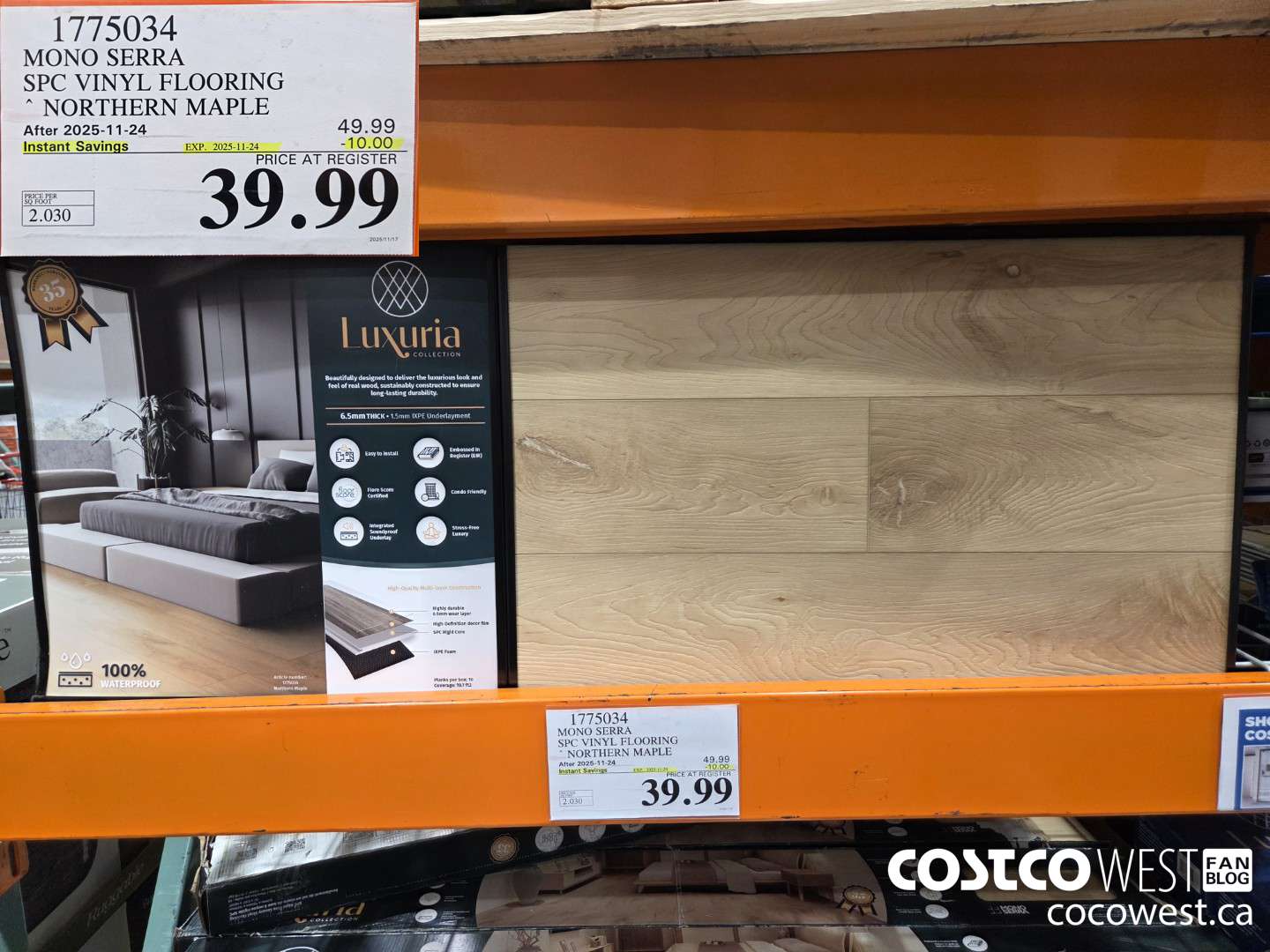 1775034 MONO SERRA SPC VINYL FLOORING NORTHERN MAPLE ($10.00 INSTANT SAVINGS EXPIRES ON 2025-11-24) $39.99