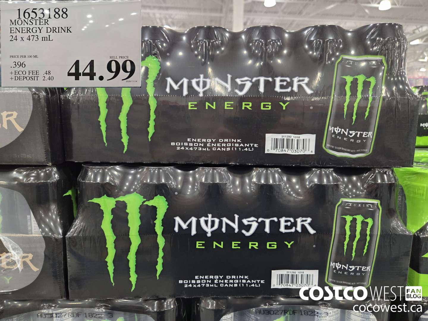 1653188 MONSTER ENERGY DRINK 24 X 473 ML $44.99