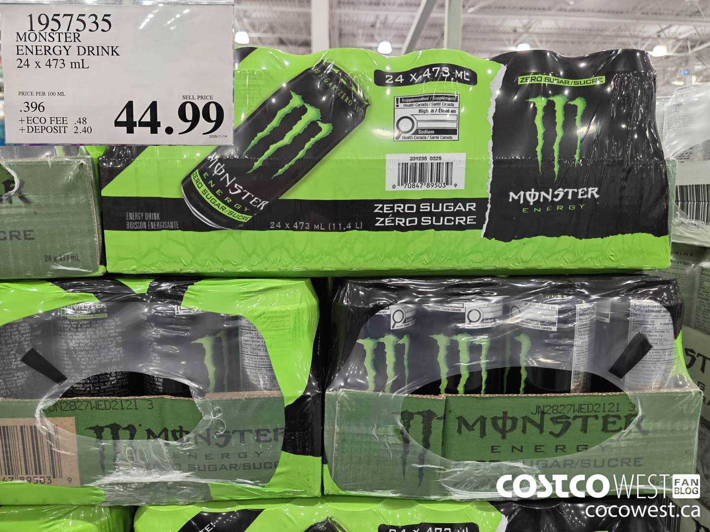 1957535 MONSTER ENERGY DRINK 24 x 473 mL $44.99