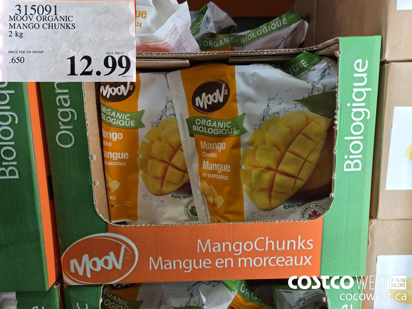 315091 MOOV ORGANIC MANGO CHUNKS 2 kg $12.99