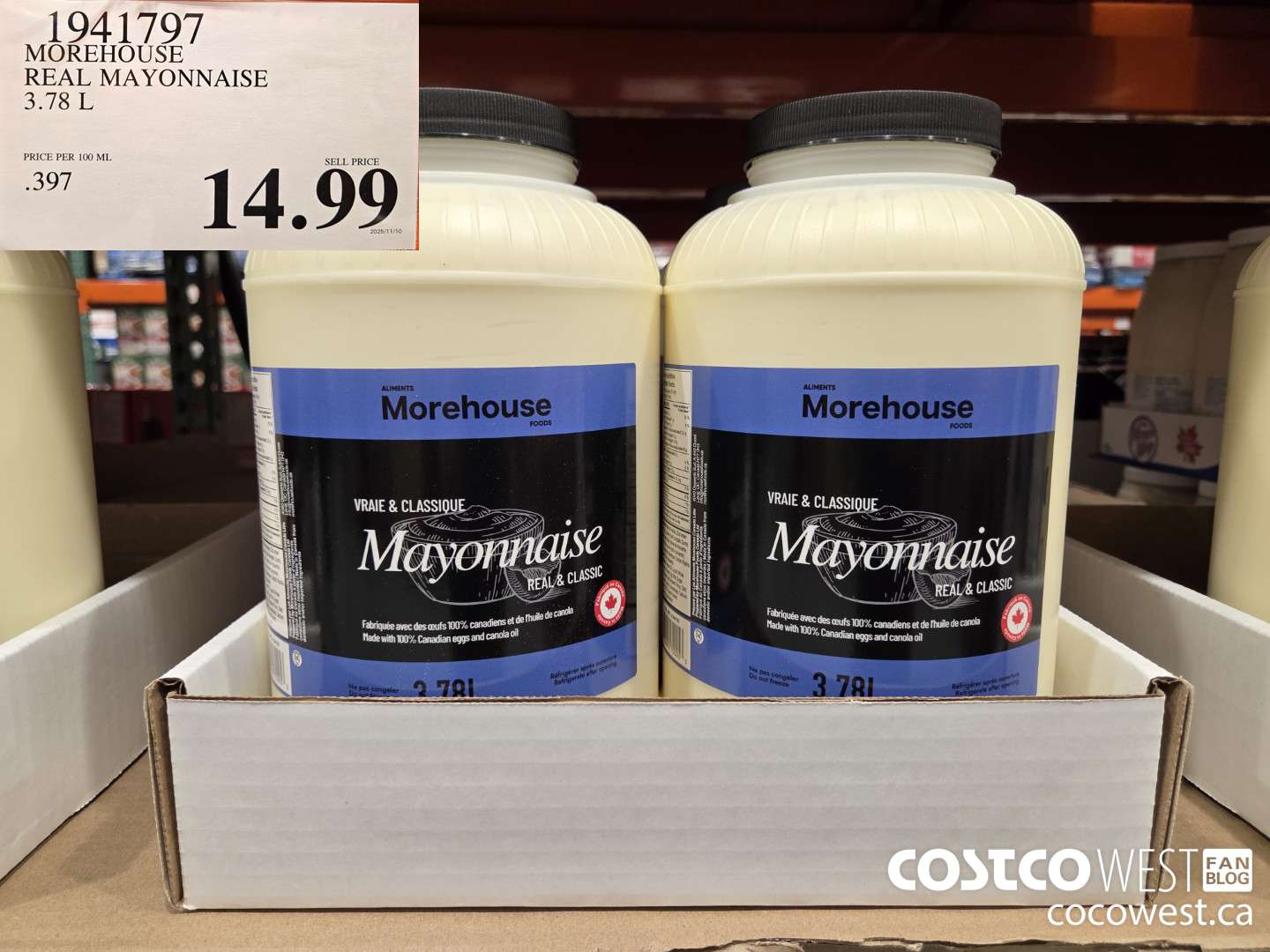 1941797 MOREHOUSE REAL MAYONNAISE 3.78 L $14.99