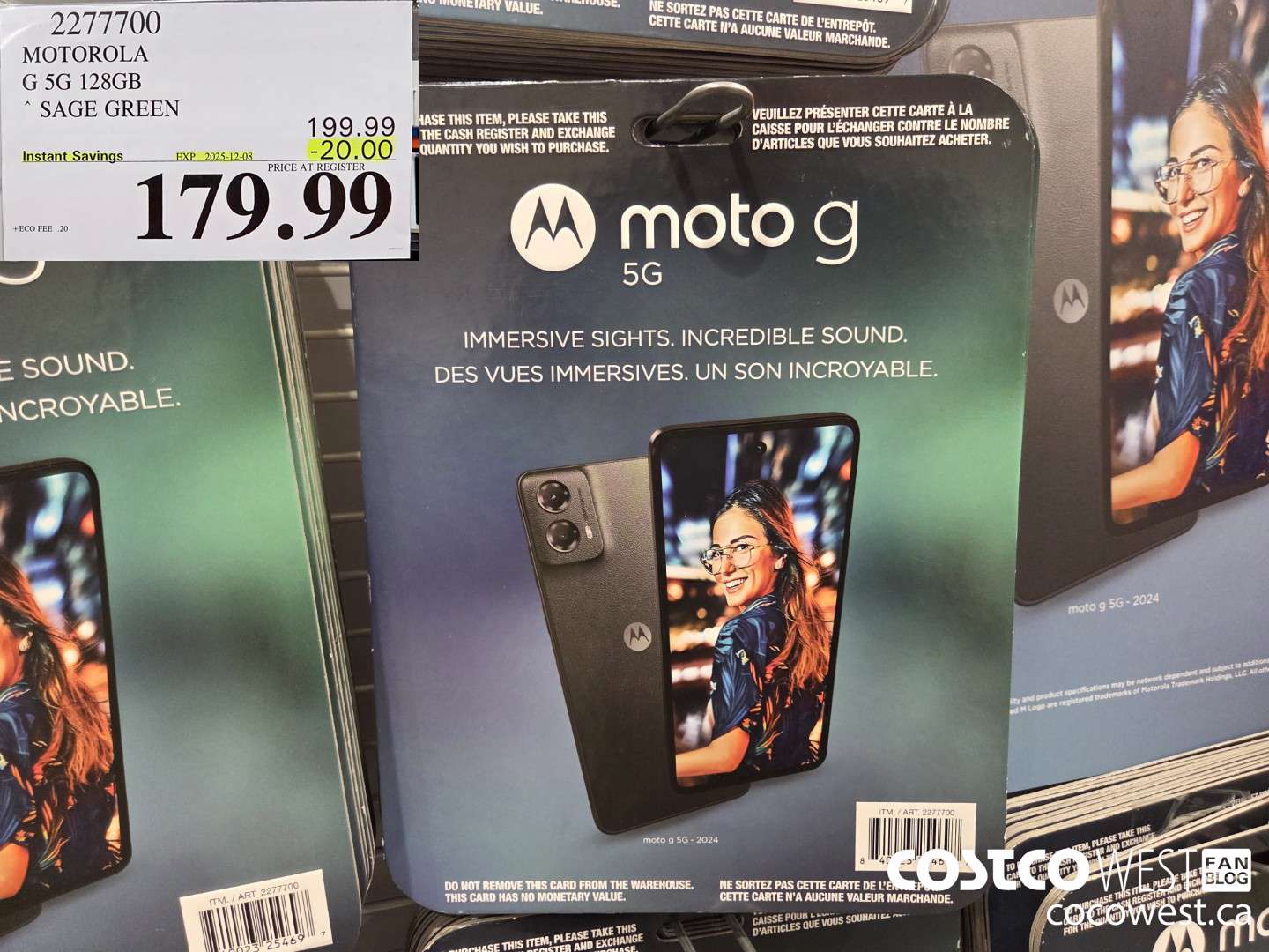 2277700 MOTOROLA G 5G 128GB SAGE GREEN ($20.00 INSTANT SAVINGS EXPIRES ON 2025-12-08) $179.99