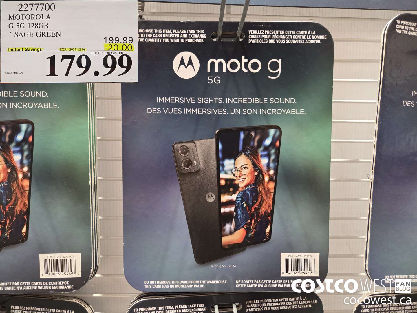 2277700 MOTOROLA G 5G 128GB SAGE GREEN ($20.00 INSTANT SAVINGS EXPIRES ON 2025-12-08) $179.99