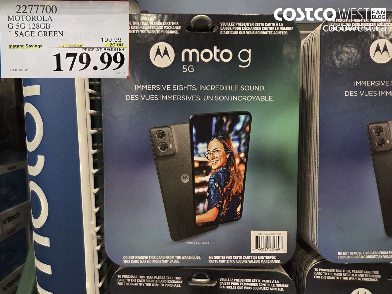 2277700 MOTOROLA G 5G 128GB SAGE GREEN ($20.00 INSTANT SAVINGS EXPIRES ON 2025-12-08) $179.99