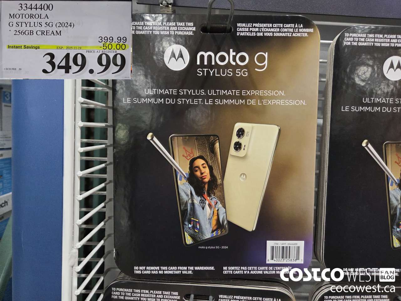 3344400 MOTOROLA G STYLUS 5G (2024) 256GB CREAM ($50.00 INSTANT SAVINGS EXPIRES ON 2025-11-19) $349.99