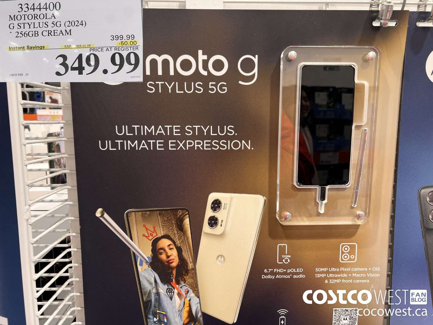 3344400 MOTOROLA G STYLUS 5G (2024) 256GB CREAM ($50.00 INSTANT SAVINGS EXPIRES ON 2025-11-19) $349.99
