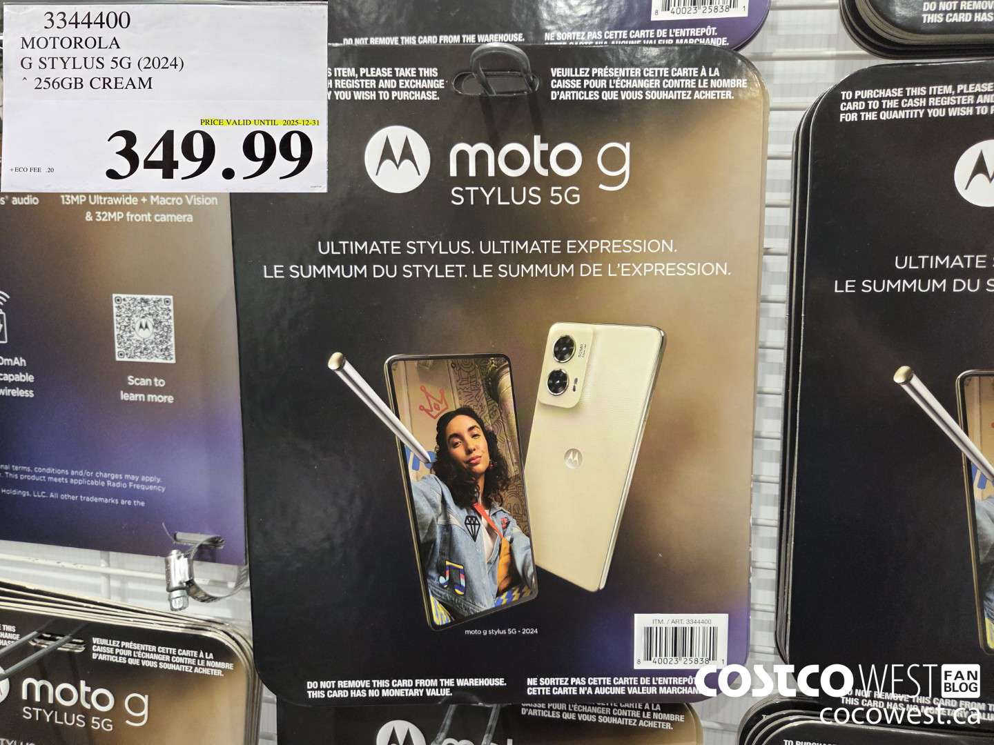 3344400 MOTOROLA G STYLUS 5G (2024) 256GB CREAM (EXPIRES ON 2025-12-31) $349.99
