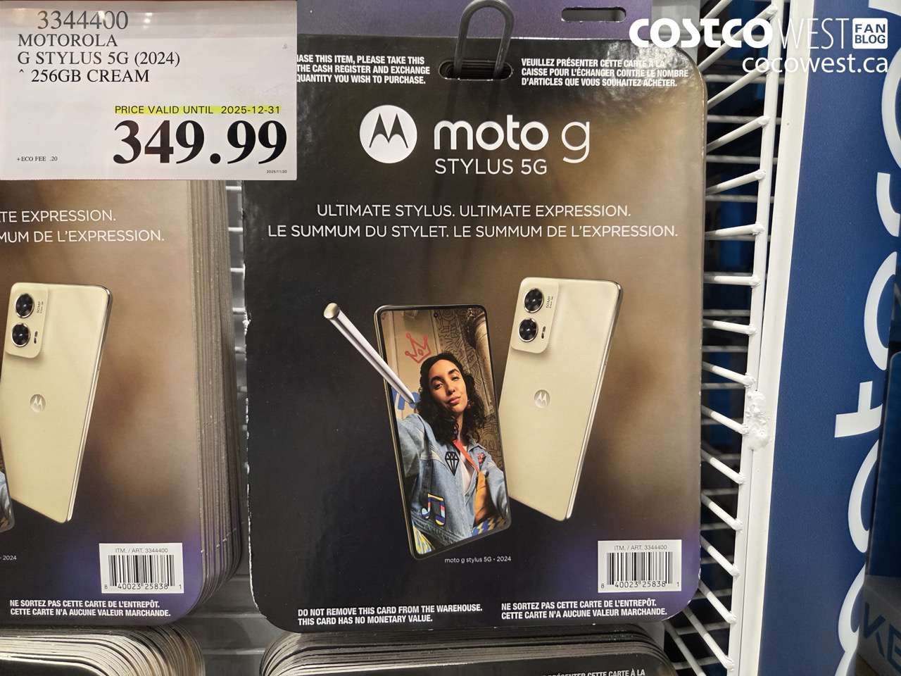 3344400 MOTOROLA G STYLUS 5G (2024) 256GB CREAM ($50.00 INSTANT SAVINGS EXPIRES ON 2025-12-31) $349.99