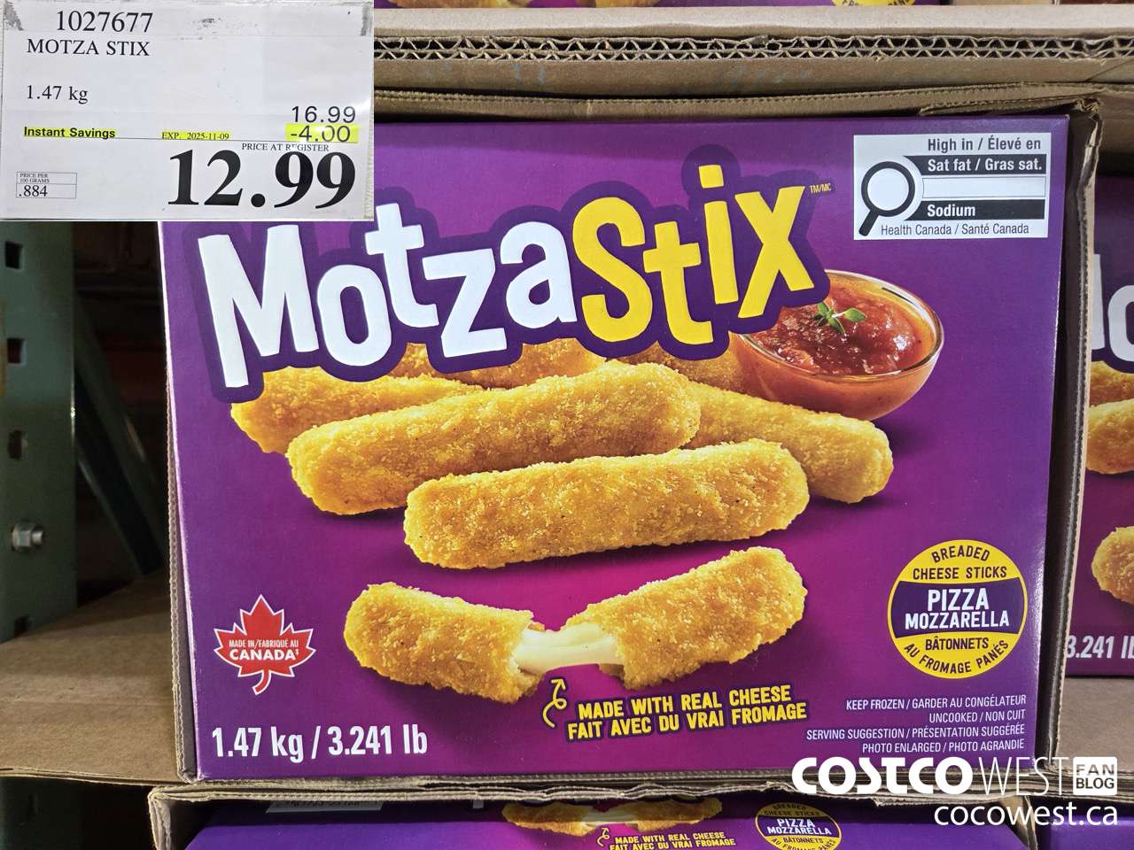 1027677 MOTZA STIX 1.47 kg ($4.00 INSTANT SAVINGS EXPIRES ON 2025-11-09) $12.99