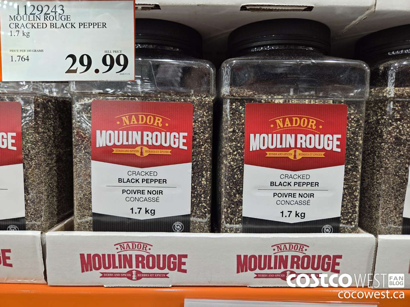 1129243 MOULIN ROUGE CRACKED BLACK PEPPER 1.7 kg $29.99