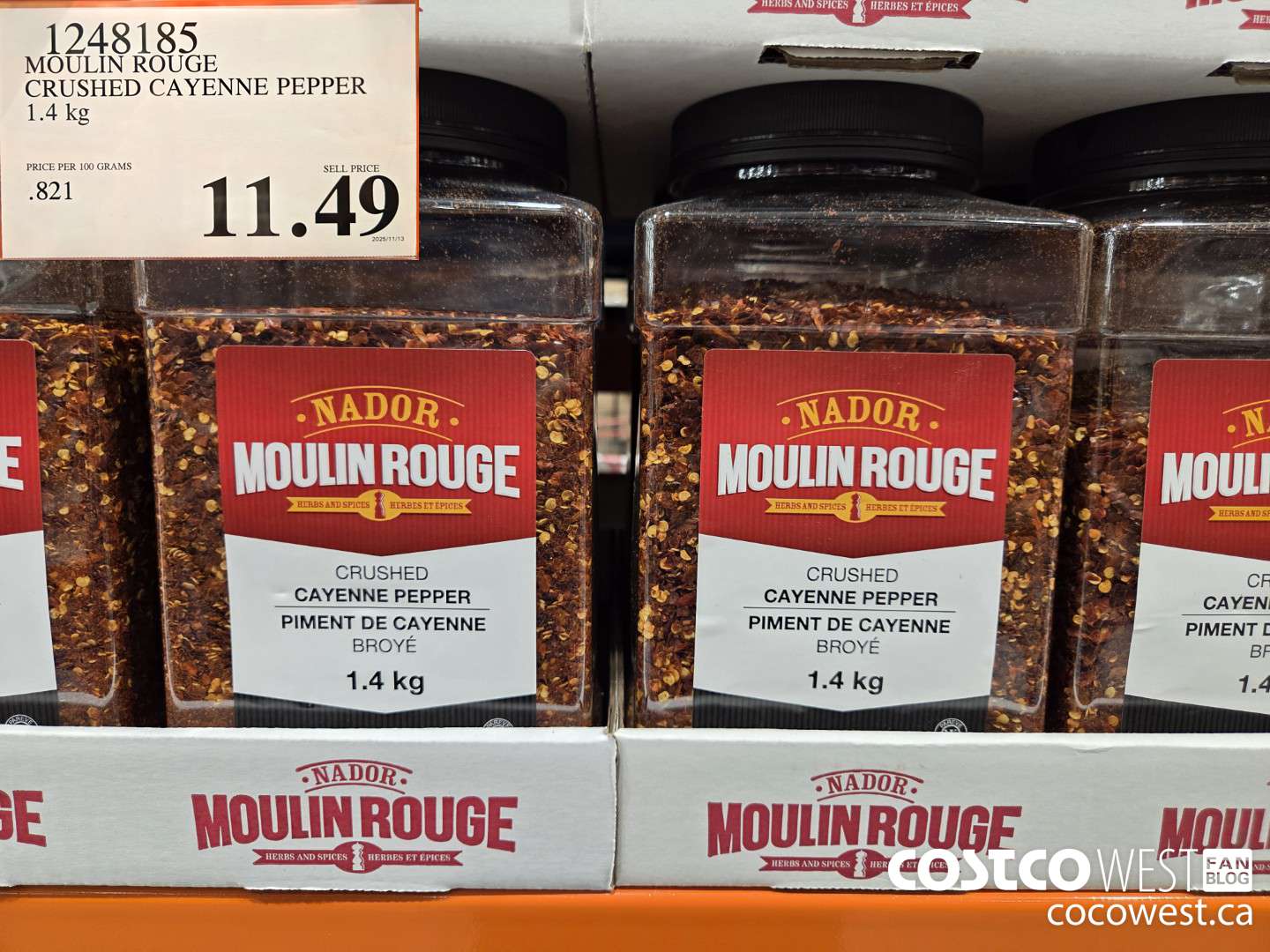 1248185 MOULIN ROUGE CRUSHED CAYENNE PEPPER 1.4 kg $11.49