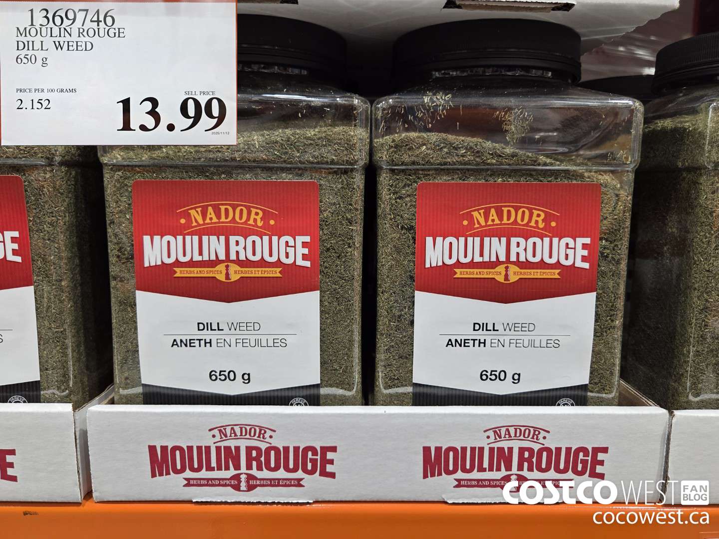 1369746 MOULIN ROUGE DILL WEED 650 g $13.99