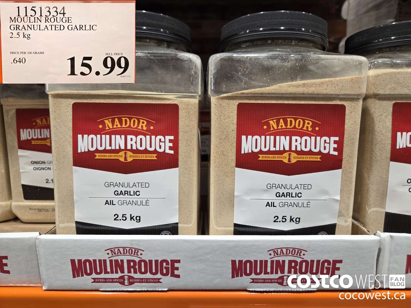 1151334 MOULIN ROUGE GRANULATED GARLIC 2.5 kg $15.99