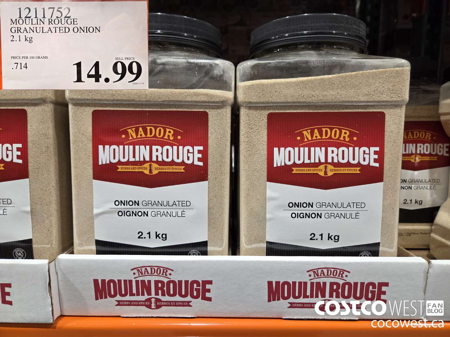 1211752 MOULIN ROUGE GRANULATED ONION 2.1 kg $14.99