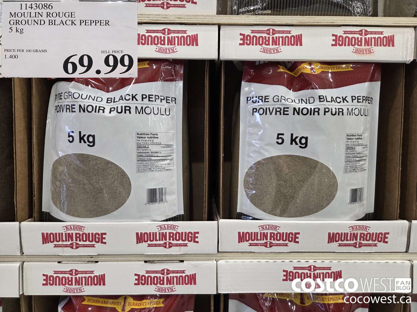 1143086 MOULIN ROUGE GROUND BLACK PEPPER 5 kg $69.99