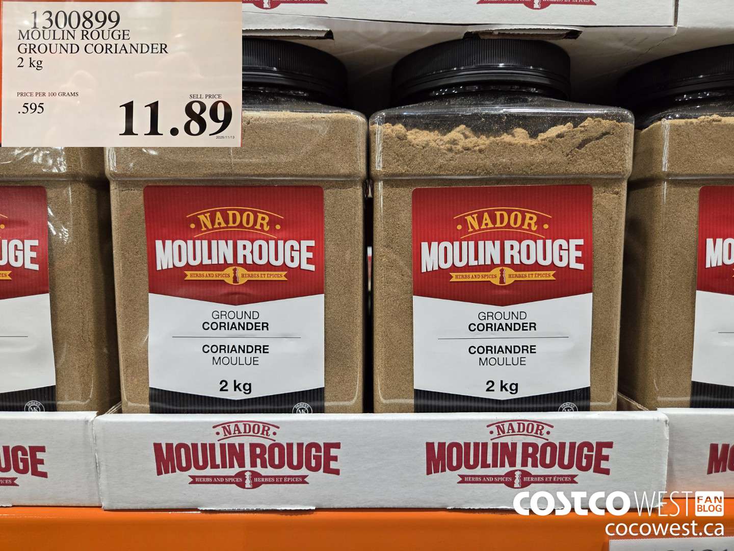 1300899 MOULIN ROUGE GROUND CORIANDER 2 kg $11.89