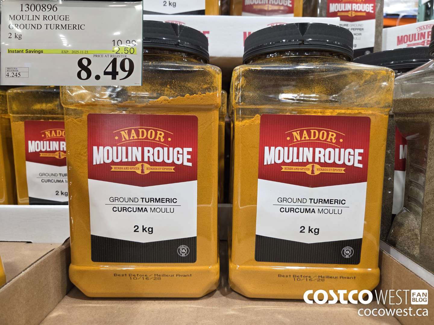 1300896 MOULIN ROUGE GROUND TURMERIC 2kg ($2.50 INSTANT SAVINGS EXPIRES ON 2025-11-23) $8.49