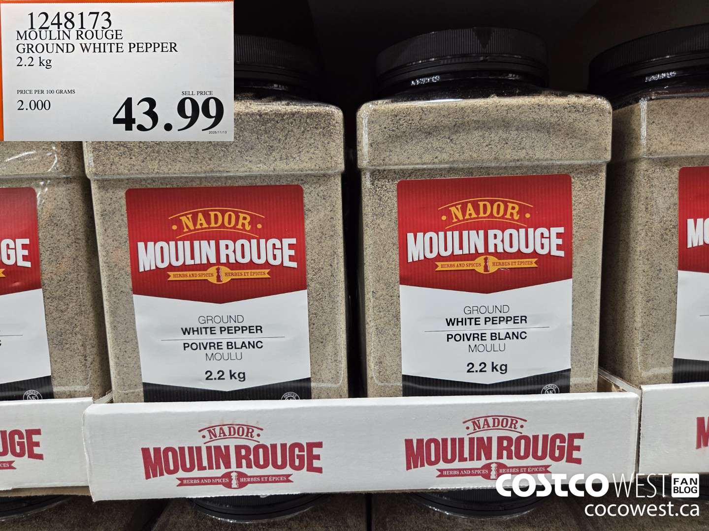 1248173 MOULIN ROUGE GROUND WHITE PEPPER 2.2 kg $43.99