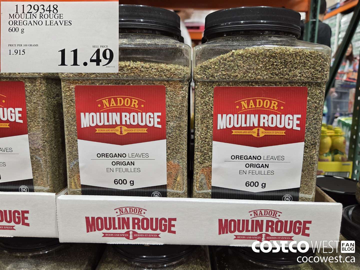 1129348 MOULIN ROUGE OREGANO LEAVES 600 g $11.49