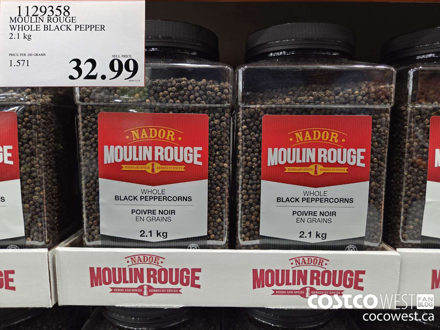1129358 MOULIN ROUGE WHOLE BLACK PEPPER 2.1 kg $32.99